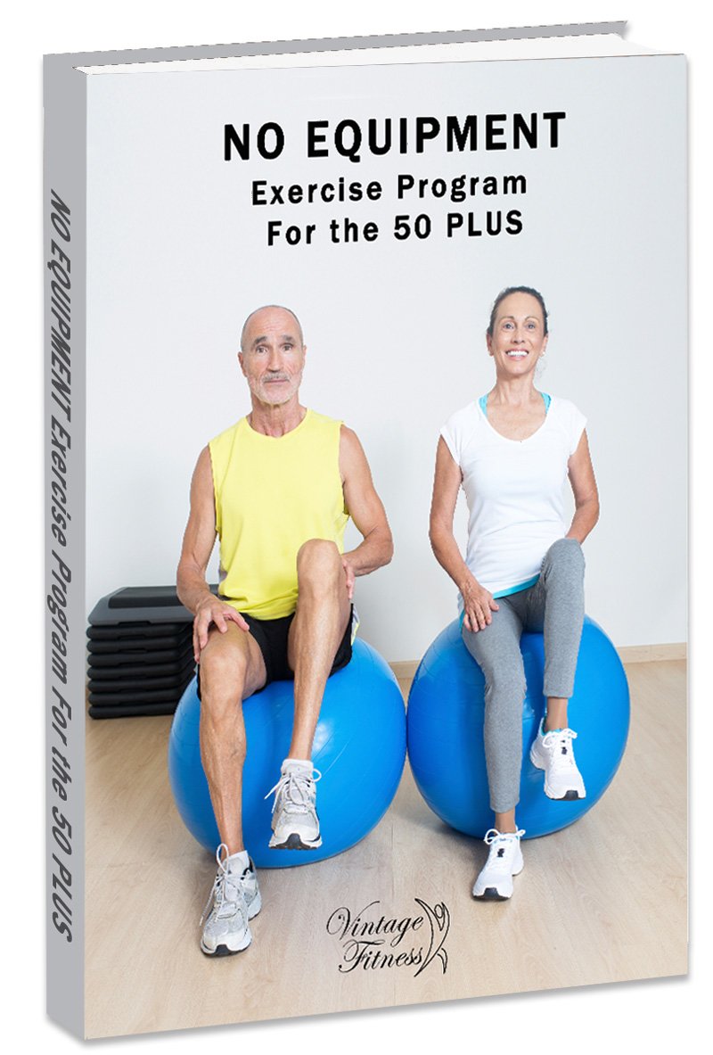 Download our FREE e-book No equipment exercise program for the 50+ loaded with pictures and videos on how to exercise using minimum equipment.