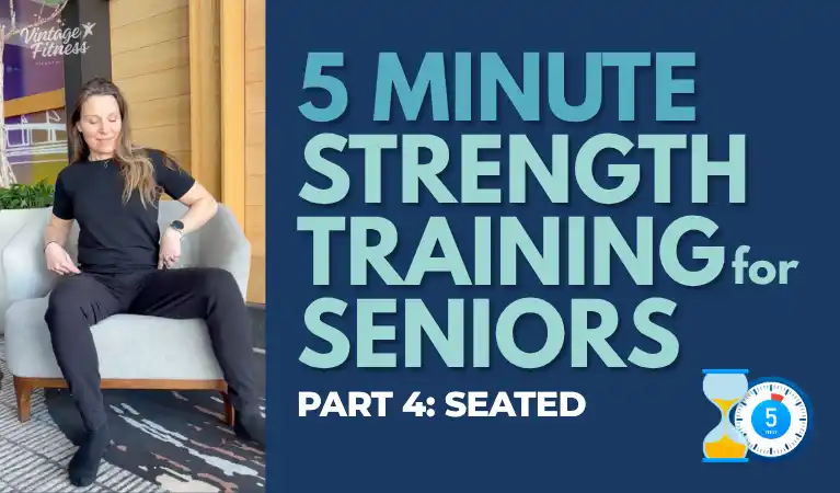 Leigh Graham demonstrating seated strength training for seniors as part of Part 4 of the 5 minute workout series