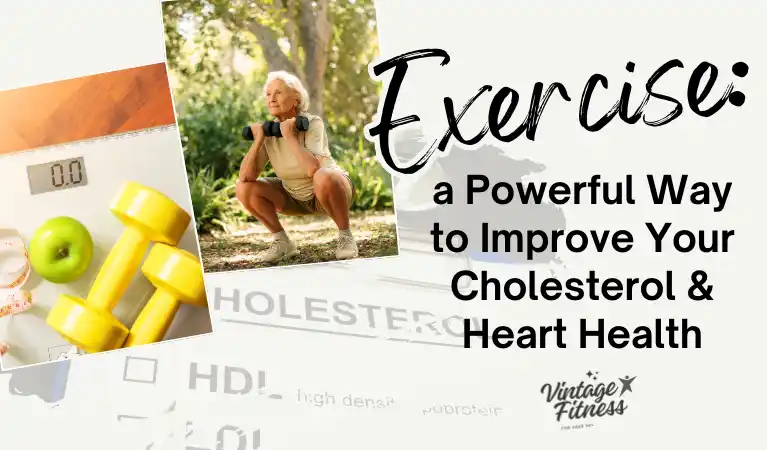 Senior woman doing strength training exercise as part of cholesterol and heart health improvement program