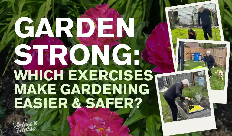 Senior woman performing exercises to prepare for gardening season
