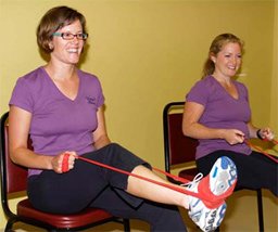 Erin Billowits teaching balance exercises for older adults